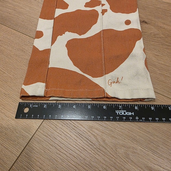 Lisa Says Gah Robyn Cow Print Jeans Brown Cream Wide Leg High Rise Size 26 - Picture 10 of 12